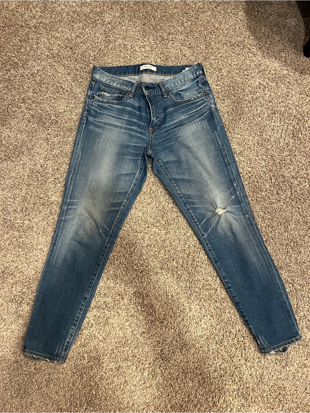 Moussy Women's Medium Blue Distressed Boyfriend Jeans